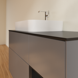 Тумба под раковину Villeroy & Boch Finion 120х50,1 см с подсветкой МДФ антрацит матовый лак/стекло черное матовое G402PDGK