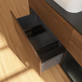 Тумба под раковину Villeroy & Boch Finion 120х50,1 см с подсветкой МДФ шпон грецкого ореха/стекло черное матовое G402PDGN