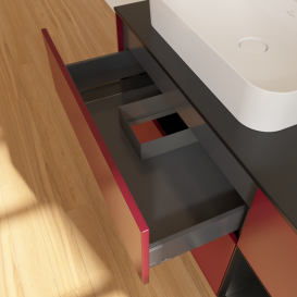 Тумба под раковину Villeroy & Boch Finion 120х50,1 см с подсветкой МДФ пион матовый лак/стекло черное матовое G402PDHB