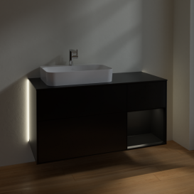 Тумба под раковину Villeroy & Boch Finion 120х50,1 см с подсветкой МДФ черный матовый лак/стекло черное матовое G402PDPD