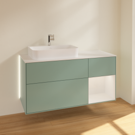 Тумба под раковину Villeroy & Boch Finion 120х50,1 см с подсветкой МДФ оливковый матовый лак/стекло белое матовое G401GFGM