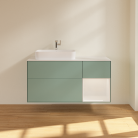 Тумба под раковину Villeroy & Boch Finion 120х50,1 см с подсветкой МДФ оливковый матовый лак/стекло белое матовое G401GFGM