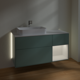 Тумба под раковину Villeroy & Boch Finion 120х50,1 см с подсветкой МДФ оливковый матовый лак/стекло белое матовое G401GFGM