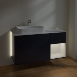 Тумба под раковину Villeroy & Boch Finion 120х50,1 см с подсветкой МДФ антрацит матовый лак/стекло белое матовое G401GFHG