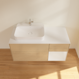 Тумба под раковину Villeroy & Boch Finion 120х50,1 см с подсветкой МДФ шпон дуба/стекло белое матовое G401GFPC