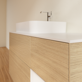 Тумба под раковину Villeroy & Boch Finion 120х50,1 см с подсветкой МДФ шпон дуба/стекло белое матовое G401GFPC