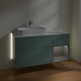 Тумба под раковину Villeroy & Boch Finion 120х50,1 см с подсветкой МДФ оливковый матовый лак/стекло белое матовое G401GKGM