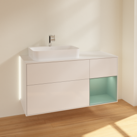 Тумба под раковину Villeroy & Boch Finion 120х50,1 см с подсветкой МДФ глянцевый белый лак/стекло белое матовое G401GMGF