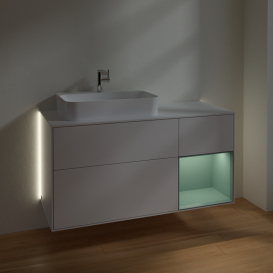 Тумба под раковину Villeroy & Boch Finion 120х50,1 см с подсветкой МДФ глянцевый белый лак/стекло белое матовое G401GMGF