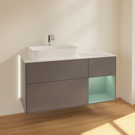 Тумба под раковину Villeroy & Boch Finion 120х50,1 см с подсветкой МДФ антрацит матовый лак/стекло белое матовое G401GMGK