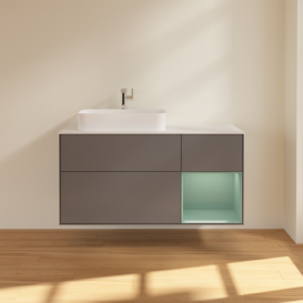 Тумба под раковину Villeroy & Boch Finion 120х50,1 см с подсветкой МДФ антрацит матовый лак/стекло белое матовое G401GMGK