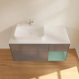 Тумба под раковину Villeroy & Boch Finion 120х50,1 см с подсветкой МДФ антрацит матовый лак/стекло белое матовое G401GMGK