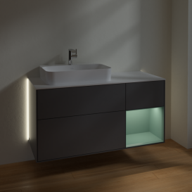Тумба под раковину Villeroy & Boch Finion 120х50,1 см с подсветкой МДФ антрацит матовый лак/стекло белое матовое G401GMGK