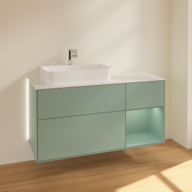 Тумба под раковину Villeroy & Boch Finion 120х50,1 см с подсветкой МДФ оливковый матовый лак/стекло белое матовое G401GMGM