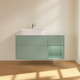 Тумба под раковину Villeroy & Boch Finion 120х50,1 см с подсветкой МДФ оливковый матовый лак/стекло белое матовое G401GMGM