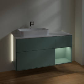 Тумба под раковину Villeroy & Boch Finion 120х50,1 см с подсветкой МДФ оливковый матовый лак/стекло белое матовое G401GMGM