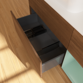 Тумба под раковину Villeroy & Boch Finion 120х50,1 см с подсветкой МДФ шпон грецкого ореха/стекло белое матовое G401GMGN