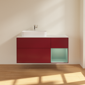 Тумба под раковину Villeroy & Boch Finion 120х50,1 см с подсветкой МДФ пион матовый лак/стекло белое матовое G401GMHB