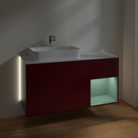 Тумба под раковину Villeroy & Boch Finion 120х50,1 см с подсветкой МДФ пион матовый лак/стекло белое матовое G401GMHB