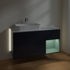 Тумба под раковину Villeroy & Boch Finion 120х50,1 см с подсветкой МДФ темно-синий матовый лак/стекло белое матовое G401GMHG