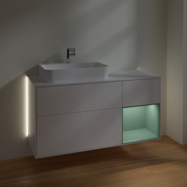 Тумба под раковину Villeroy & Boch Finion 120х50,1 см с подсветкой МДФ белый матовый лак/стекло белое матовое G401GMMT