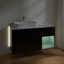 Тумба под раковину Villeroy & Boch Finion 120х50,1 см с подсветкой МДФ черный матовый лак/стекло белое матовое G401GMPD