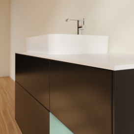 Тумба под раковину Villeroy & Boch Finion 120х50,1 см с подсветкой МДФ черный матовый лак/стекло белое матовое G401GMPD