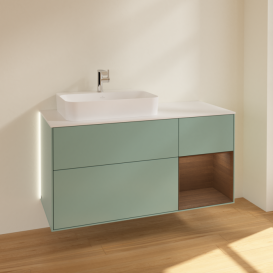 Тумба под раковину Villeroy & Boch Finion 120х50,1 см с подсветкой МДФ оливковый матовый лак/стекло белое матовое G401GNGM