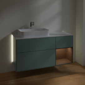 Тумба под раковину Villeroy & Boch Finion 120х50,1 см с подсветкой МДФ оливковый матовый лак/стекло белое матовое G401GNGM