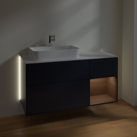Тумба под раковину Villeroy & Boch Finion 120х50,1 см с подсветкой МДФ темно-синий матовый лак/стекло белое матовое G401GNHG