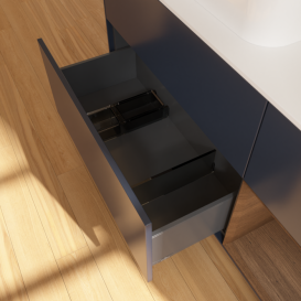 Тумба под раковину Villeroy & Boch Finion 120х50,1 см с подсветкой МДФ темно-синий матовый лак/стекло белое матовое G401GNHG