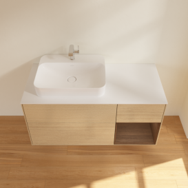 Тумба под раковину Villeroy & Boch Finion 120х50,1 см с подсветкой МДФ шпон дуба/стекло белое матовое G401GNPC