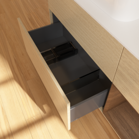 Тумба под раковину Villeroy & Boch Finion 120х50,1 см с подсветкой МДФ шпон дуба/стекло белое матовое G401GNPC