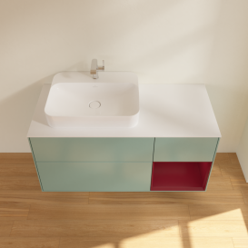 Тумба под раковину Villeroy & Boch Finion 120х50,1 см с подсветкой МДФ оливковый матовый лак/стекло белое матовое G401HBGM