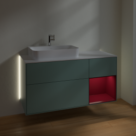 Тумба под раковину Villeroy & Boch Finion 120х50,1 см с подсветкой МДФ оливковый матовый лак/стекло белое матовое G401HBGM