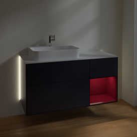 Тумба под раковину Villeroy & Boch Finion 120х50,1 см с подсветкой МДФ темно-синий матовый лак/стекло белое матовое G401HBHG