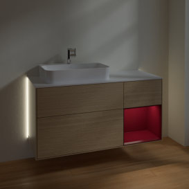 Тумба под раковину Villeroy & Boch Finion 120х50,1 см с подсветкой МДФ шпон дуба/стекло белое матовое G401HBPC