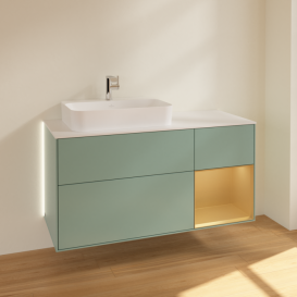 Тумба под раковину Villeroy & Boch Finion 120х50,1 см с подсветкой МДФ оливковый матовый лак/стекло белое матовое G401HFGM