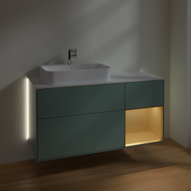 Тумба под раковину Villeroy & Boch Finion 120х50,1 см с подсветкой МДФ оливковый матовый лак/стекло белое матовое G401HFGM