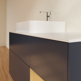 Тумба под раковину Villeroy & Boch Finion 120х50,1 см с подсветкой МДФ темно-синий матовый лак/стекло белое матовое G401HFHG