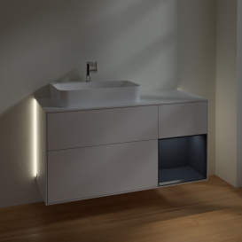 Тумба под раковину Villeroy & Boch Finion 120х50,1 см с подсветкой МДФ глянцевый белый лак/стекло белое матовое G401HGGF