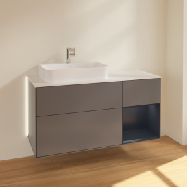 Тумба под раковину Villeroy & Boch Finion 120х50,1 см с подсветкой МДФ антрацит матовый лак/стекло белое матовое G401HGGK