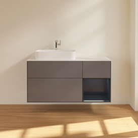 Тумба под раковину Villeroy & Boch Finion 120х50,1 см с подсветкой МДФ антрацит матовый лак/стекло белое матовое G401HGGK