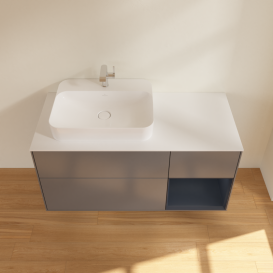 Тумба под раковину Villeroy & Boch Finion 120х50,1 см с подсветкой МДФ антрацит матовый лак/стекло белое матовое G401HGGK