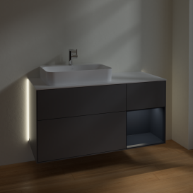 Тумба под раковину Villeroy & Boch Finion 120х50,1 см с подсветкой МДФ антрацит матовый лак/стекло белое матовое G401HGGK