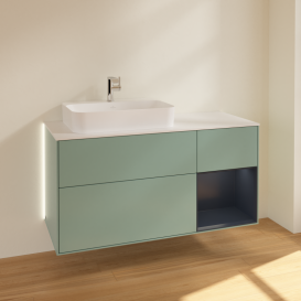 Тумба под раковину Villeroy & Boch Finion 120х50,1 см с подсветкой МДФ оливковый матовый лак/стекло белое матовое G401HGGM