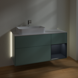 Тумба под раковину Villeroy & Boch Finion 120х50,1 см с подсветкой МДФ оливковый матовый лак/стекло белое матовое G401HGGM