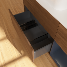 Тумба под раковину Villeroy & Boch Finion 120х50,1 см с подсветкой МДФ шпон грецкого ореха/стекло белое матовое G401HGGN