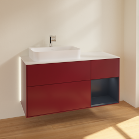 Тумба під раковину Villeroy & Boch Finion 120х50,1 см із підсвічуванням МДФ півонія матовий лак/скло біле матове G401HGHB