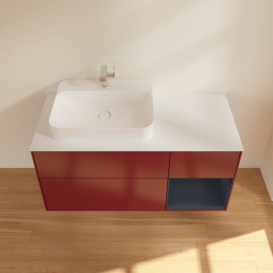 Тумба под раковину Villeroy & Boch Finion 120х50,1 см с подсветкой МДФ пион матовый лак/стекло белое матовое G401HGHB